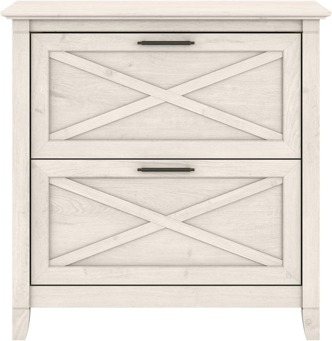 Bush Furniture Key West 2 Drawer Lateral File Cabinet in Linen White Oak | Document Storage for Home Office | Accent Chest with Drawers