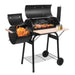 BBQ Charcoal Grill Outdoor Barbecue Pit with Offset Smoker Patio Backyard Black