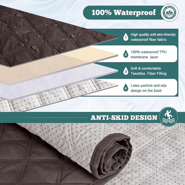 Waterproof Recliner Sofa Cover 1-Piece Couch Covers for Reclining Couches Reclining Sofa Cover Washable Furniture Protector with Elastic Straps Pocket for Kids, Pets (Chocolate, 3 Seater)
