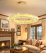 23.6'' Modern LED Ring Pendant Light Dimmable Crystal Chandelier for Dining Room Living Room Bedroom Gold