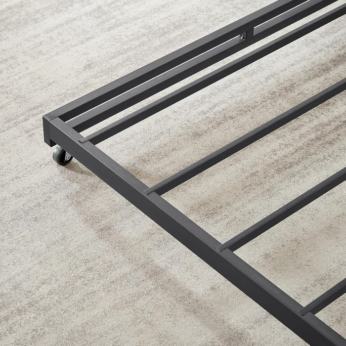 Twin Daybed with Trundle Bed Twin, Linen Upholstered Day Bed with Arm and Backrest, No Box Spring Needed Daybed, Twin Size Day Bed Gray