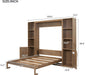 Queen Size Murphy Bed, Farmhouse Wall Bed Frame with Storage Shelves and Cabinets, Can Be Folded into a Cabinet, No Box Spring Needed, Wood