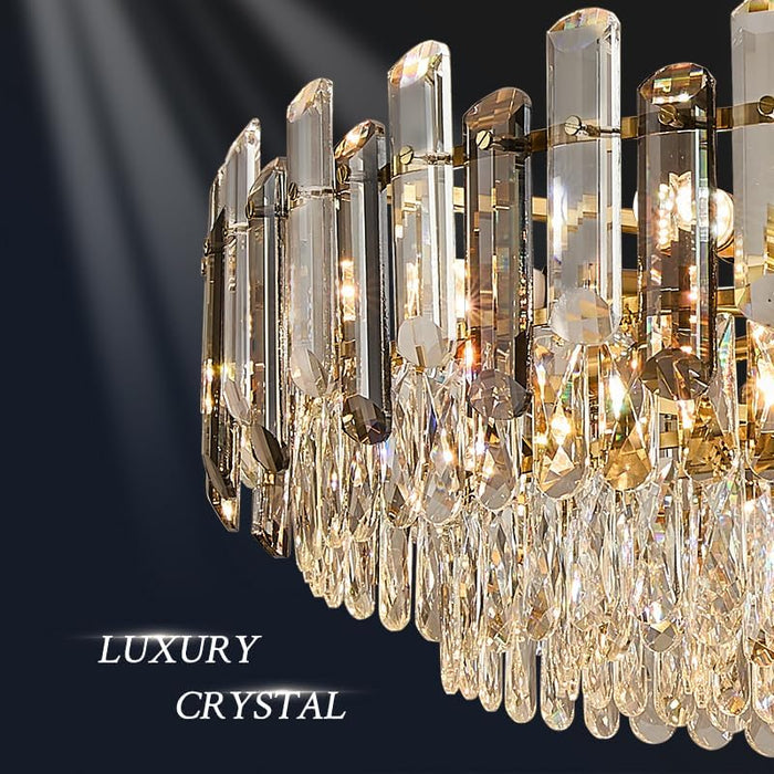 Gold Crystal Chandelier 31.5 Inch Elegant Radiance