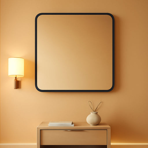 Bathroom Mirror 40X30 Inch Black Metal Frame Rectangle Vanity Mirror