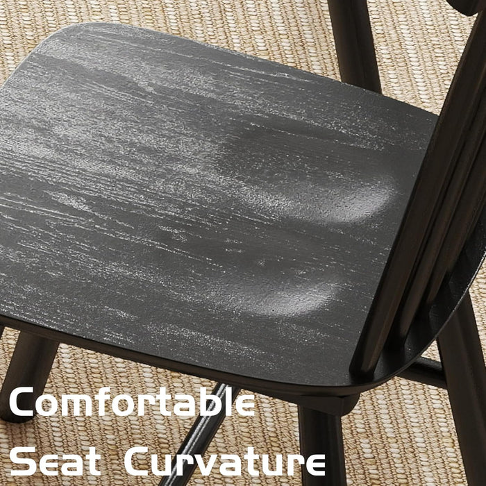 Dining Chairs Set of 4 Windsor Dining Chair, Spindle Back Farmhouse Kitchen Chairs Armless Solid Wood Side Chairs for Home/Dining Room/Restaurant/Patio,Black Finish