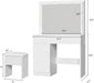 Vanity Desk with Mirror, 11 LED Lights and Power Outlet, Makeup Vanity Set with Storage Cabinet, Drawers and Chair, White Dressing Table with 3 Adjustable Light Modes for Bedroom