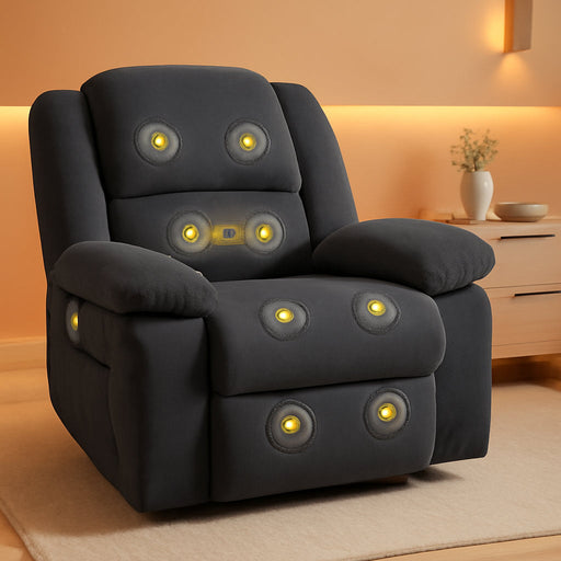 XRC2 Rocker Recliner Chair for Adults - Massage Rocker Recliner Chair W/Heat & Vibration, 270° Swivel Manual Rocking Chair Single Sofa for Living Room Bedroom(Grey)