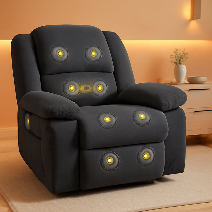 XRC2 Rocker Recliner Chair for Adults - Massage Rocker Recliner Chair W/Heat & Vibration, 270° Swivel Manual Rocking Chair Single Sofa for Living Room Bedroom(Grey)