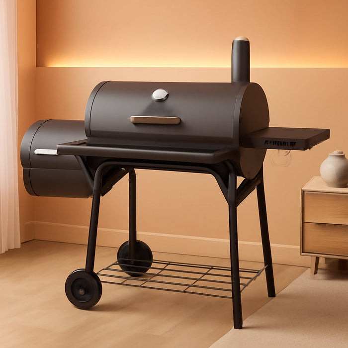 Charcoal Grill with Offset Smoker,Bbq Grills with Side Table,Outdoor Cooking with 714 Square Inches,Backyard Camping Picnics, Patio and Parties, Black by