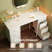 47 Inch Vanity Desk with 8 Drawers, White Desk, Makeup Desk with Large Storage, Fabric Drawers, Wooden Desktop, Computer Desk Work Desk, for Home Office, Bedroom