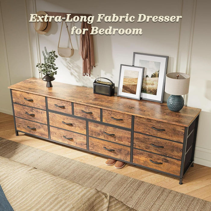 70 inch dresser for Bedroom, TV Stand for 65, 75, 80 Inch TV, 13 Fabri and gaming accessories Graham 7-Drawer Dresser, Auburn |
