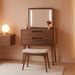 Solid Wood Small Vanity Desk with Mirror and Lights, Narrow Makeup Vanity for Small Space, Flip Top Vanity Side Table, 3 Color Modes & Adjustable Brightness, 19.6" Slim Dressing Table, Walnut