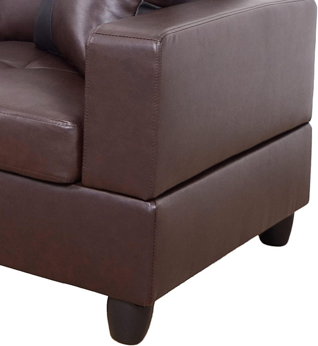 Brown Leather Sectional Couch for Living Room Set,Sectional Sofa L Shape Couch with Storage Ottoman/Brown Faux Leather/Facing Left Chaise