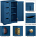 Wooden Bathroom Floor Cabinet, Side Storage Organizer Cabinet with 4 Drawers and 1 Cupboard, Freestanding Entryway Storage Unit Console Table, Bathroom Furniture Home Decor, Navy Blue