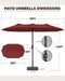 15FT Large Patio Umbrella with Base Included, Outdoor Deck Standing Umbrella with Crank Handle, Double-Side Rectangular Pool Umbrella for Outside, Market, Patio, Burgundy