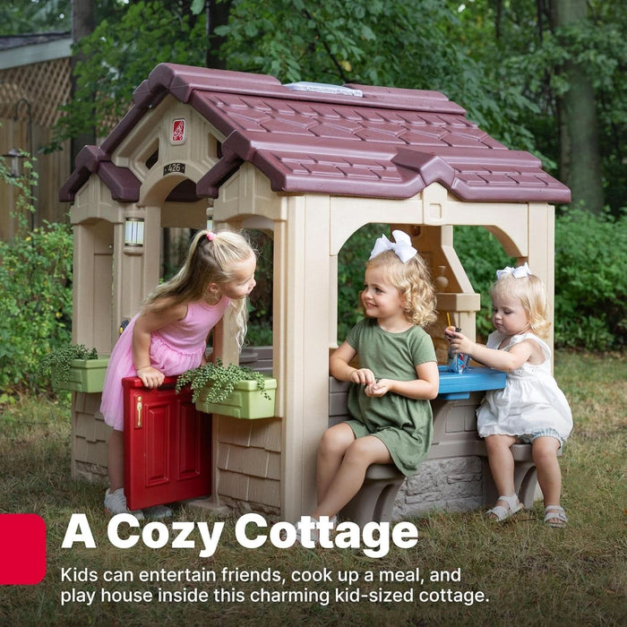 Charming Cottage Kids Playhouse, Indoor and Outdoor Clubhouse Playset, Interactive Sounds, Toddlers 2+ Years Old, Easy to Assemble
