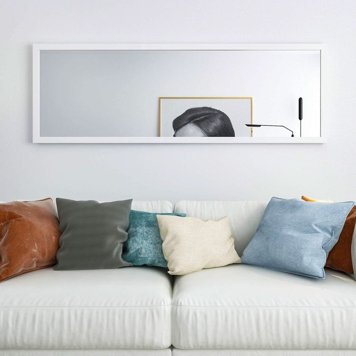 48x16 Inch OverDoor FullLength WallMounted Mirror White