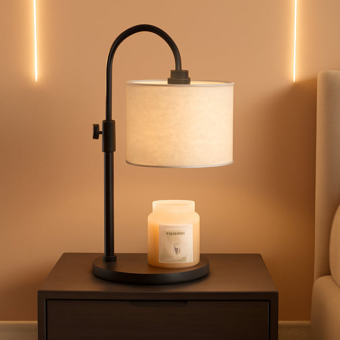 Candle Warmer Lamp with Timer, Dimmable Candle Wax Warmer Candle Lamp Warmer with 2 Bulbs, House Warming Gifts Christmas Gifts for Women Bedroom Home Decor (Linen-Upgraded)