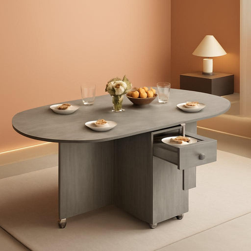 Folding Dining Table for 4 -Foldable Kitchen Dinner Drop Leaf Gateleg Convertible Tables with Storage Drawer and Shelf for Small Spaces Space Saving Kithen Dining Room Furniture (Grey, 51*31.5*30)