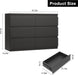 Black 6 Drawer Dresser for Bedroom, 15.3" D X 47.2" W X 32.3" H in Simply Modern Chest of Drawers, Wood Storage Double Dresser with Deep Drawers for Living Room, Hallway Entryway, Black
