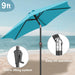 9Ft Patio Umbrella Outdoor - Table Umbrella with Push Button Tilt and Crank, UV Protection, 6 Sturdy Ribs, Market Umbrella for Garden, Deck, Backyard, Lawn, Pool and Beach(Aqua Blue)