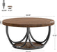 round Coffee Table with 2 Tiers, 33.5" Wooden Circle Accent Cocktail Table with Storage Shelf and Metal Frame, Industrial Center Tables for Living Room, Brown & Black