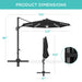 10Ft 360-Degree Solar LED Lit Cantilever Patio Umbrella, Outdoor Hanging Shade - Black