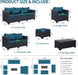 Patio Furniture Set 7 Pieces Couch Outdoor Chairs Coffee Table Peacock Blue Anti-Slip Cushions and Waterproof Covers
