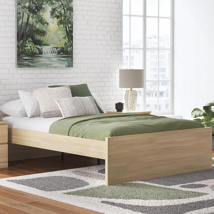 Signature Design by Ashley Onita Scandinavian Queen Platform Bed, Foundation or Box Spring Not Needed, Light Brown