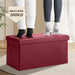 Ottoman Bench with Storage 30X15X15 Inches White Ottoman for Room Folding Leather Footrest Footstool Rectangle Collapsible Furniture with Lid for Bedroom Living Room Burgundy