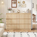 6 Drawer Fluted Dresser, Modern Chest of Drawers for Bedroom with Hidden Handles, Wood Storage Organizer Cabinet for Living Room & Entryway, Oak (15.7" D X 47.3" W X 31.6" H)