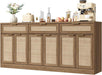 70" Rattan Sideboard Buffet Cabinet, Large Credenza Storage Cabinet