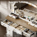 Amberhaus Farmhouse Vanity Desk With Mirror Lights