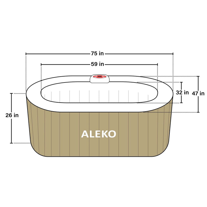 ALEKO Oval Spa Inflatable 2 Prs Hot Tub Personal Spa 145 Gallon with Drink Tray