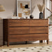 55" Mid-Century Modern Dresser for Bedroom, 6 Drawer Wide Chest of Drawers with Wood Legs, Large Storage Bedroom Dresser, Walnut