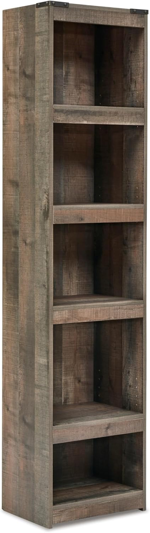 Trinell Rustic Entertainment Center Pier Bookcase with 3 Adjustable Shelves, Natural Brown