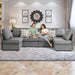 U-Shaped Sectional Sofa with Storage and Reversible Chaises,Light Grey