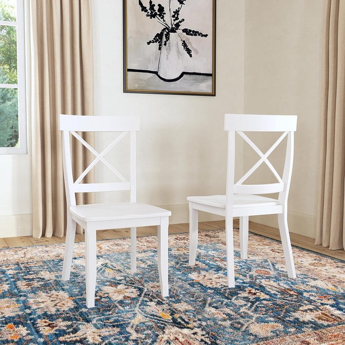 Home Styles 5177-802 Classic White Pair of Dining Chairs 18"-7/8" W, 22"-1/4" D, 38"-3/8" H