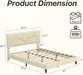 Queen Size Platform Bed Frame with Chenille Headboard, Beige