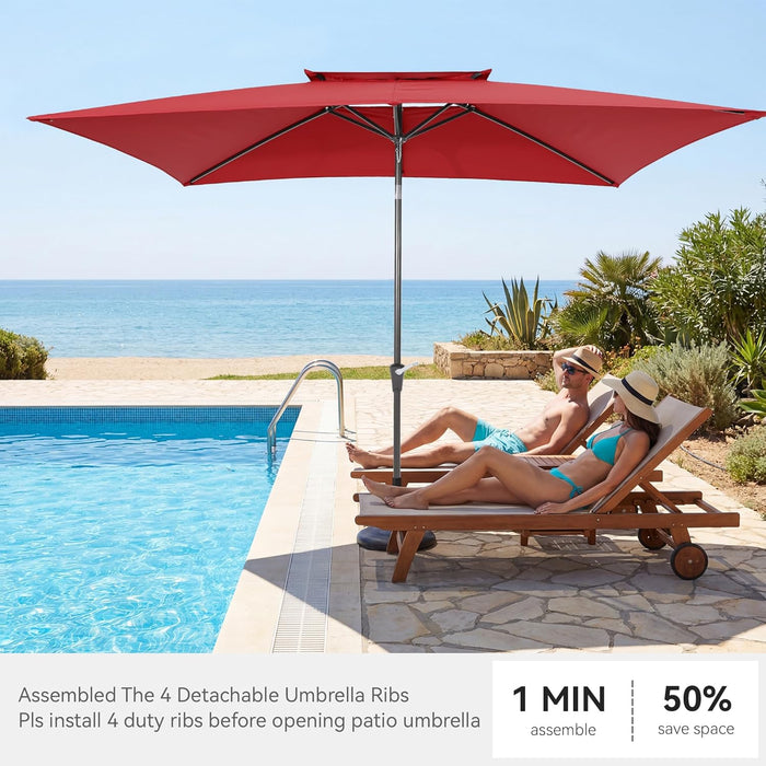 Rectangular Outdoor Umbrella 6.6x10 UVProtected WineRed