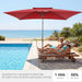 6.6 X 10 Ft Rectangular Patio Umbrella, Outdoor Market Table Umbrella with Push Button Tilt and Crank, Double-Tier Vent, 6 Ribs, Rectangle Patio Umbrella for Backyard, Deck, Pool, Fits 4–6 Chairs and Tables (Wine Red)