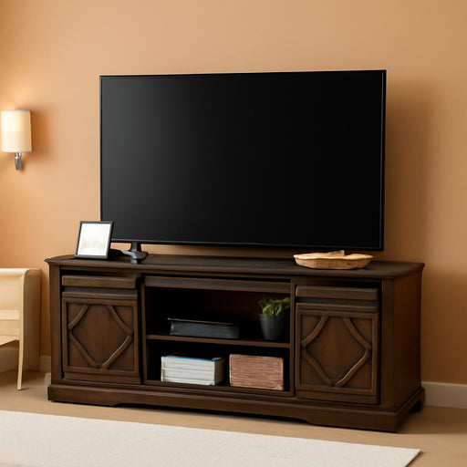 Farmhouse TV Stand Modern Sliding Barn Door Entertainment Center for Tvs up to 65 Inch, Wood TV Media Console Table Cabinet Storage for Living Room, Rustic Brown