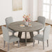 47" round Dining Table for 4 to 6, Farmhouse Kitchen Table with Cross Pedestal Base, 63 Lbs Circle Dinner Table, Not Easy to Slide - Grey (No Chairs)