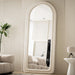 63"X24" Arched Mirror Full Length, Full Body Freely Standing Mirror, Flannel Floor Mirror with Stand for Bedroom, Living Room, Hanging or against the Wall, White