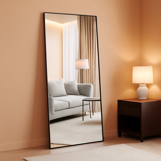 76"X34" Full Length Mirror, Black Floor Mirror