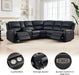 Power Reclining Sectional Sofa with LED Light, Faux Leather Sectional Couch for Living Room, Modern Corner Furniture Sets with 2 Recliner Seats, Cup Holders, Storage Console, Black