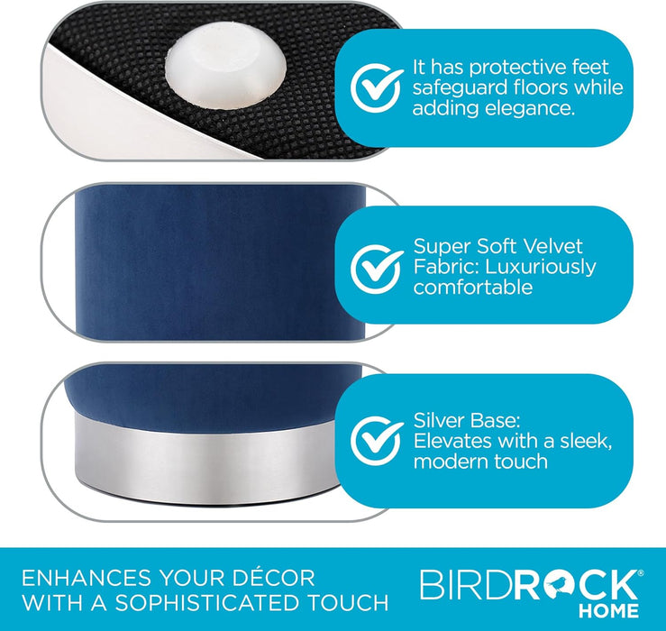 round Ottoman Foot Stool – Soft Padded Modern Stool Design – Ideal for Living Room, Bedroom – Compact Footrest, Vanity Chair, Small Furniture – Foam Seating, Decorative Accent (Blue)