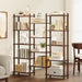Wooden Triple Wide Bookshelf, 5-Tier Large Open Bookcase, Walnut