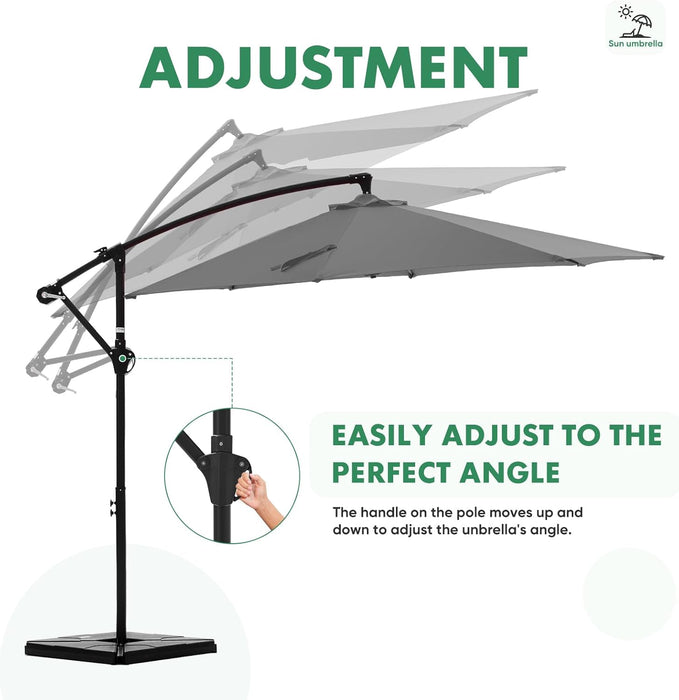 10FT Patio Umbrella, Offset Cantilever Outdoor Patio Table Umbrella, UV Protection, Fade Resistant Fabric, Easy Tilt Adjustment for Deck, Pool, Backyard, Garden