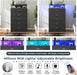 Black Dresser for Bedroom with Column Design & Charging Station, Led 5 Drawers Tall Dresser for Bedroom,Black